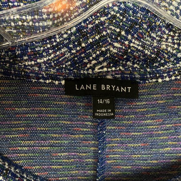 Lane Bryant Womens Blue Tweed Sweater Size 14-16 Textured Cowl Neck Pouch Pocket - Picture 3 of 8